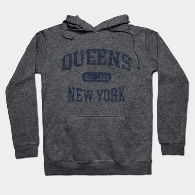 Queens NY Vintage Distressed Retro Print Hoodie by FireflyCreative